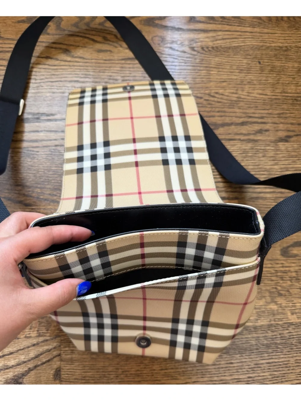Burberry Beige Plaid Crossbody Bag with Black Strap - Picture 8 of 8